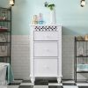 White 3-Drawer Bathroom Floor Linen Cabinet