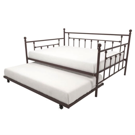 Bronze Metal Daybed With Twin Roll Out, Twin Roll Out Bed