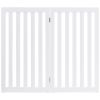 Folding 2-Panel Dog Gate Pet Fence Barrier in White Wood Finish