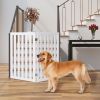 Folding 2-Panel Dog Gate Pet Fence Barrier in White Wood Finish