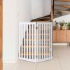 Folding 2-Panel Dog Gate Pet Fence Barrier in White Wood Finish