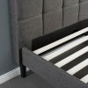 King size Modern Dark Grey Upholstered Platform Bed Frame with Headboard