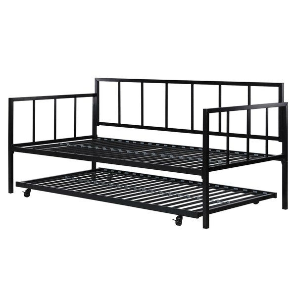 Twin Size Heavy Duty Metal Daybed With, Twin Size Black Metal Roll Out Trundle Bed Frame For Daybed
