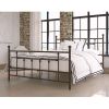 Queen Metal Platform Bed Frame with Headboard and Footboard in Bronze Finish