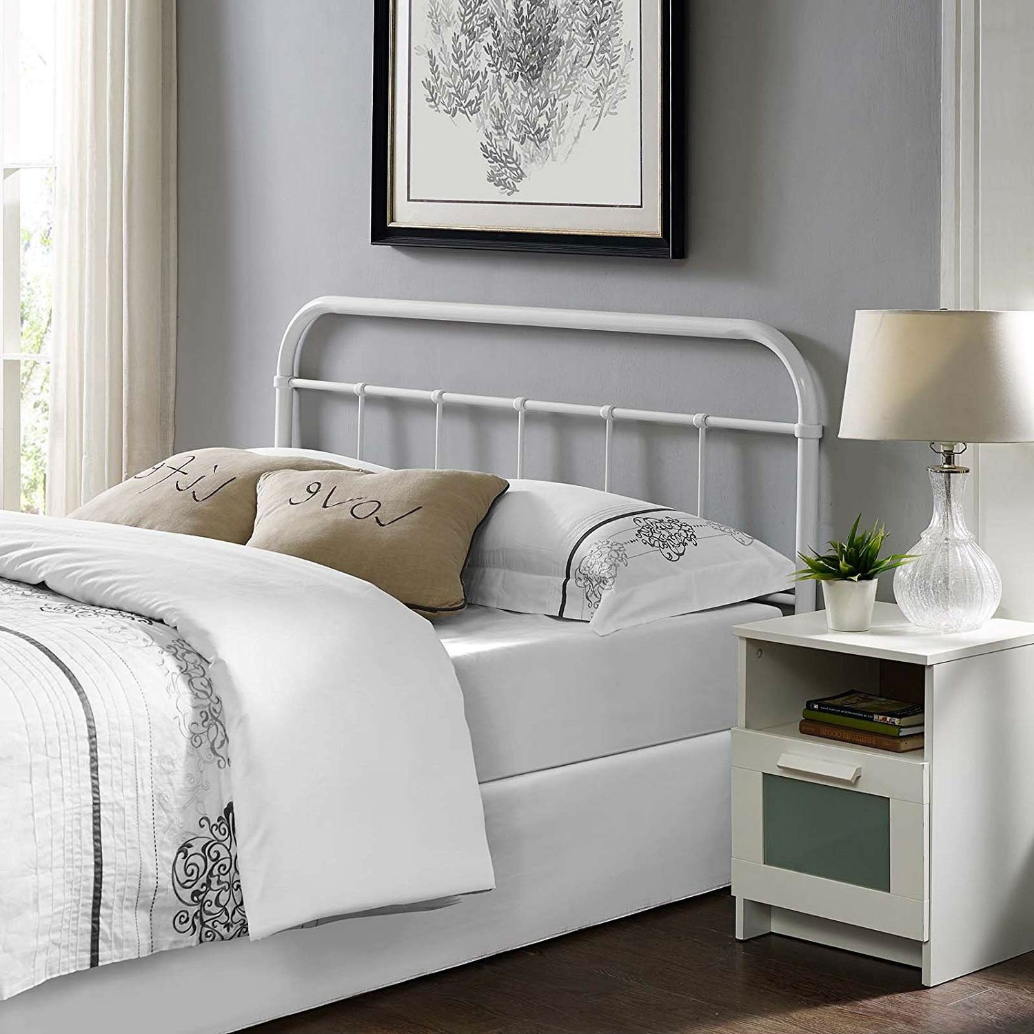 Vintage White Metal Headboard 