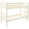 White Wood Twin over Twin Bunk Bed with Ladder and Guardrail