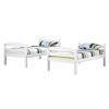White Wood Twin over Twin Bunk Bed with Ladder and Guardrail