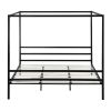 Queen size Heavy Duty Black Metal Canopy Bed Frame with Wood Slats